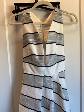 Red Dress Boutique White and Black Striped Midi Dress